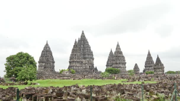Prambanan Tapınağı Veya Candi Rara Jonggrang Endonezya Nın Başkenti Cava — Stok video