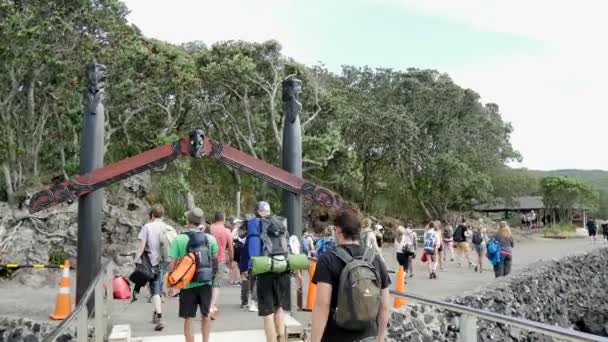 Mensen Lopen Naar Het Eiland Rangitoto Auckland Nieuw Zeeland — Stockvideo