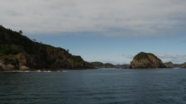 Blick Von Einem Boot Durch Die Bucht Der Inseln Neuseeland — Stockvideo