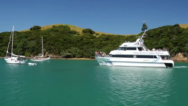 Navegar Través Bahía Las Islas Nueva Zelanda — Vídeo de stock