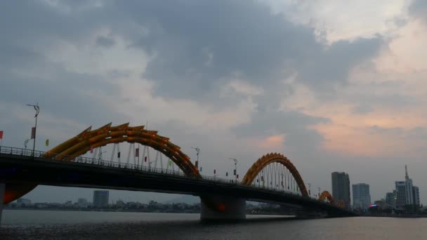 Jembatan Naga Malam Hari Sungai Nang Vietnam — Stok Video