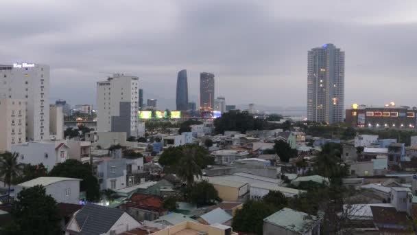 Lapso Tiempo Del Día Noche Paisaje Urbano Nang Vietnam — Vídeos de Stock