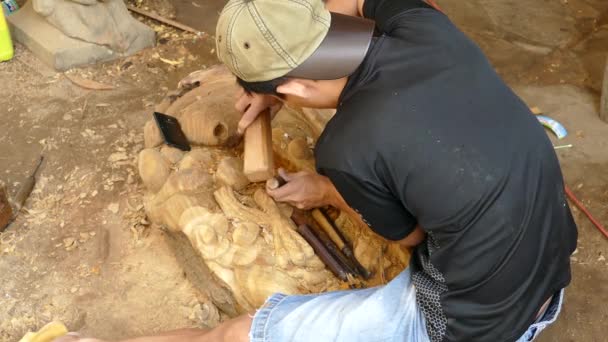 Escultura Madeira Feita Por Cara Hoi Vietnam — Vídeo de Stock