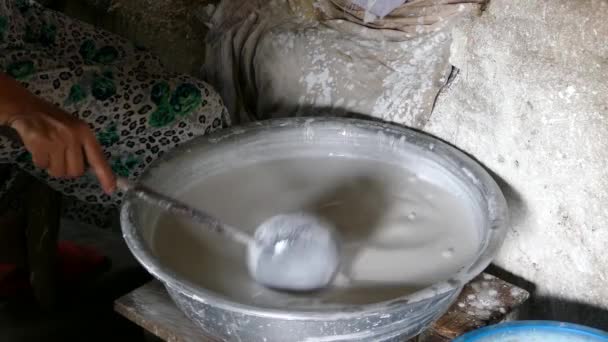 Bowl Soaked Raw Rice Water Making Rice Paper Hoi Vietnam — Stock Video