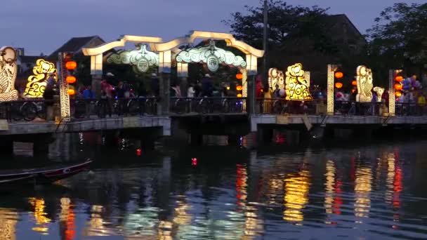 Ponte Cau Hoi Noite Hoi Vietnam — Vídeo de Stock