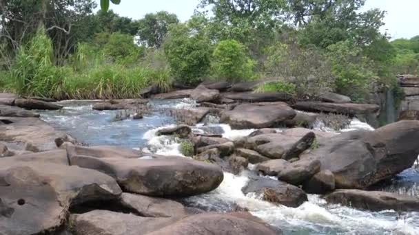 Pan Stream Water Falling Kalandula Falls Angola — Stock Video