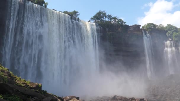 Gros Plan Sur Les Chutes Kalandula Angola — Video