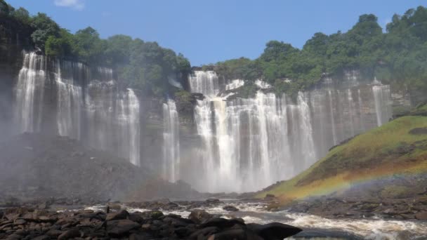 Rivière Kalandula Falls Avec Arc Ciel Angola — Video