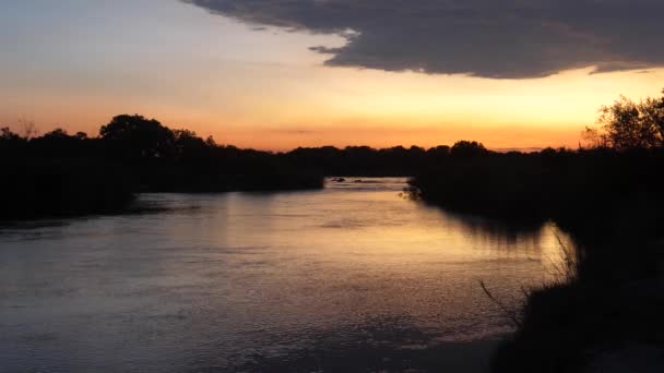 ナミビアのブワバタ国立公園の川での日没 — ストック動画