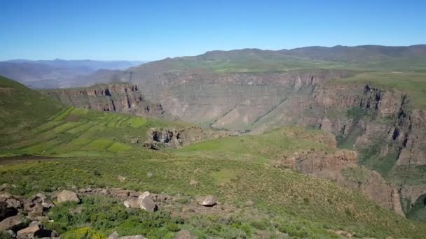 Pan Van Maletsunyane Watervallen Lesotho — Stockvideo