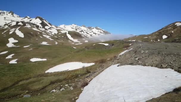 Verschneite Berglandschaft Rund Frontera Del Portalet Spanien — Stockvideo