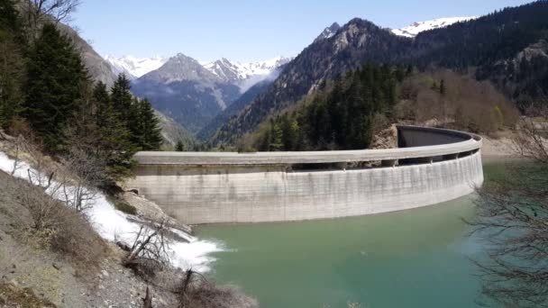 Mur Barrage Autour Lac Bious Artigues France — Video
