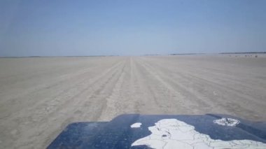 Botswana 'daki Makgadikgadi Pans Ulusal Parkı' ndan geçiyoruz.