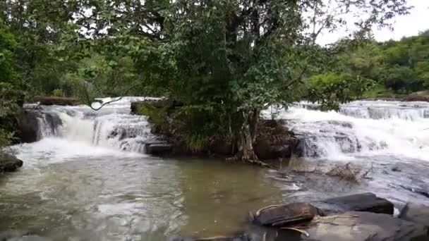 Pfanne Von Den Sala Wasserfällen Guinea Afrika — Stockvideo