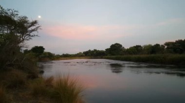 Namibya 'daki Mudumu Milli Parkı' nda gün batımı