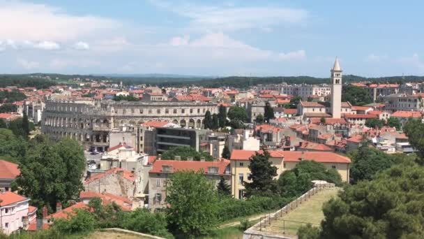 Pula Hırvatistan Daki Venedik Kalesinden Manzara — Stok video