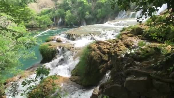 Водоспад Національному Парку Крка Хорватія — стокове відео