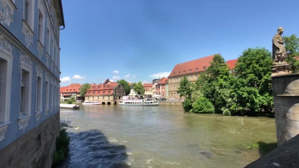 Blick Von Der Unteren Brücke Bamberg — Stockvideo