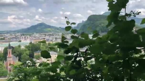 Widok Monchsberg Salzburgu Austria — Wideo stockowe