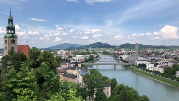 Άποψη Από Monchsberg Στο Σάλτσμπουργκ Αυστρία — Αρχείο Βίντεο