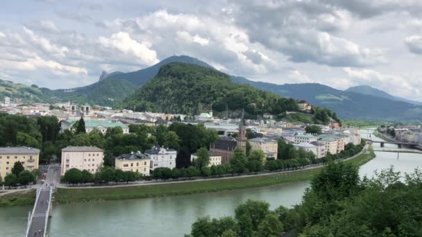 Uitzicht Vanaf Monchsberg Salzburg Oostenrijk — Stockvideo