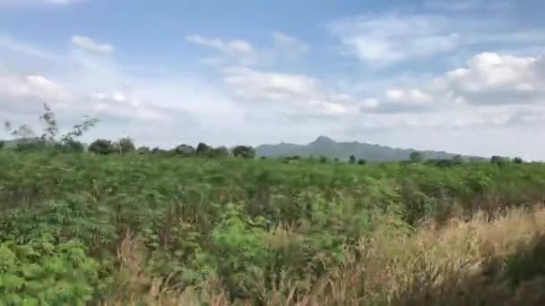 Uitzicht Vanaf Trein Tussen Kanchanaburi Bangkok Thailand — Stockvideo