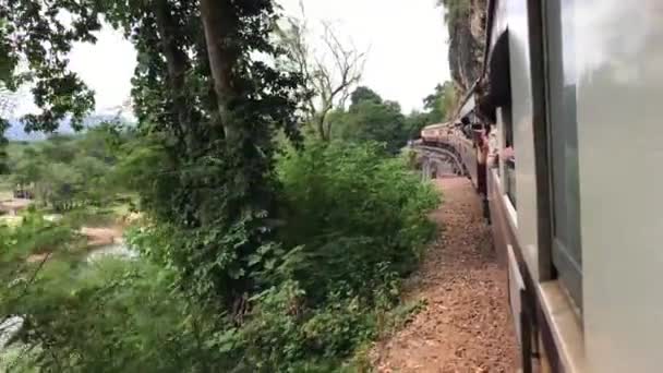 Vista Dal Treno Sulla Death Railway Passando Curva Pericolosa Lum — Video Stock