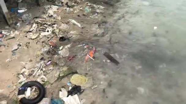Пластиковые Загрязнения Гавани Районг Таиланд — стоковое видео