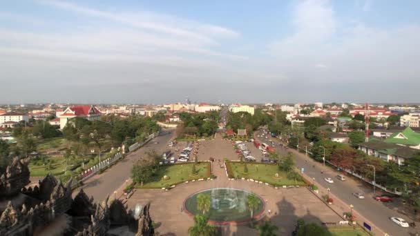 Blick Vom Patuxay Denkmal Vientiane Laos — Stockvideo