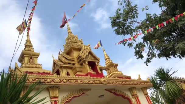 Poort Naar Gold Buddhist Stupa Pha Luang Vientiane Laos — Stockvideo