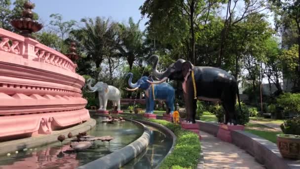 Fontes Elefantes Museu Erawan Tailândia — Vídeo de Stock