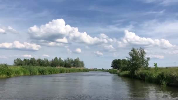 Segling Kanal Runt Sneek Friesland Nederländerna — Stockvideo