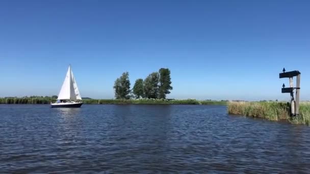 Navigazione Canale Frisia Paesi Bassi — Video Stock