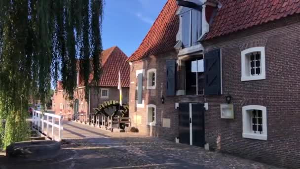 Architectuur Waterwielen Het Oude Centrum Van Borculo Nederland — Stockvideo