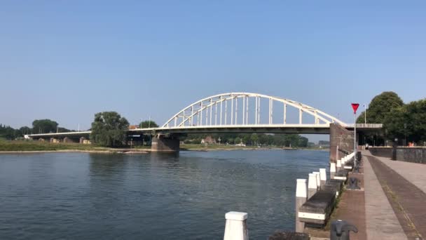 Ponte Wilhelmina Sobre Rio Ijssel Deventer Overijssel Países Baixos — Vídeo de Stock