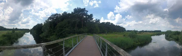 Panorama Von Einer Brücke Über Den Beneden Regge Overijssel Niederlande — Stockfoto