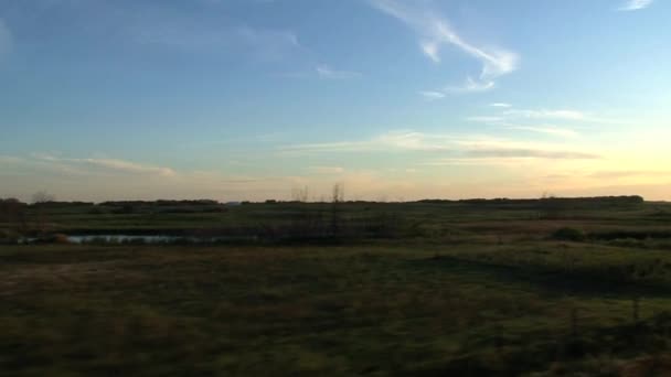 Sonnenuntergang Während Einer Zugfahrt Von Toronto Nach Vancouver Kanada — Stockvideo