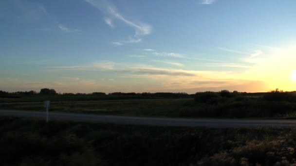 Vista Del Atardecer Durante Recorrido Tren Desde Toronto Vancouver Canadá — Vídeo de stock