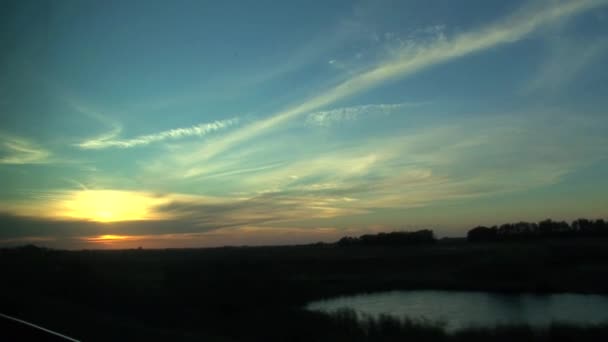 Vista Del Atardecer Durante Recorrido Tren Desde Toronto Vancouver Canadá — Vídeo de stock