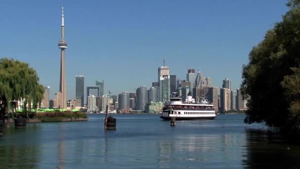 Trajekt Připlouvá Ostrov Toronto Kanada — Stock video
