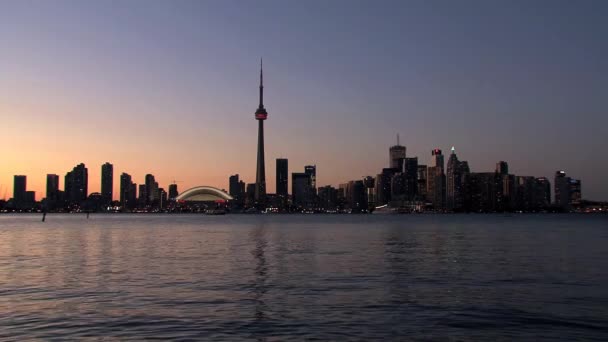 Skyline Toronto Wieczorem Kanada Toronto — Wideo stockowe