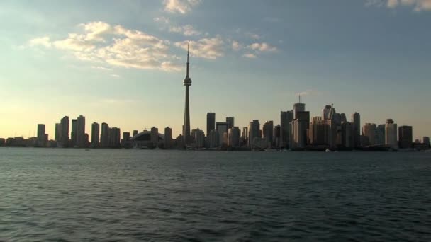 Skyline Toronto Pohled Trajektu Večerních Hodinách Ontario Kanada — Stock video