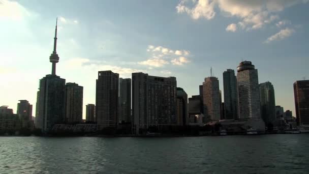 Вид Торонто Парома Вечером Онтарио Канада — стоковое видео