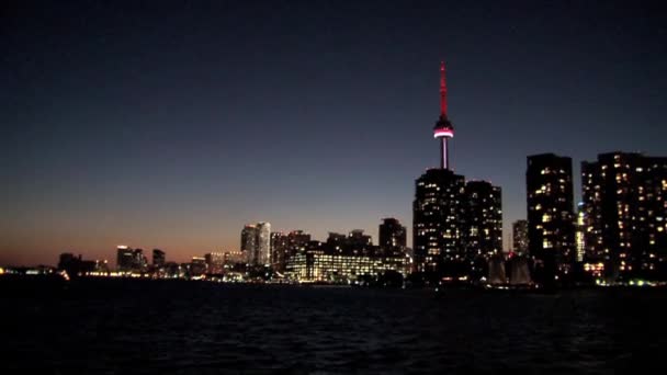 Gece Skyline Toronto Kanada — Stok video