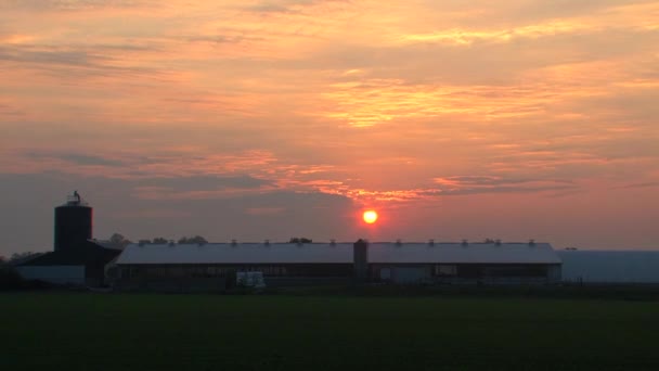 Čas Vypršel Západ Slunce Farmě Kanadě — Stock video