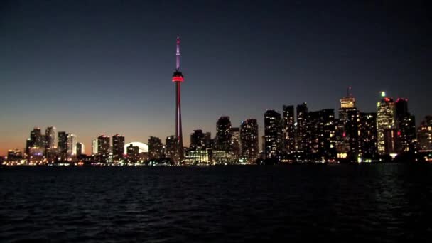 Turnul Noaptea Toronto Canada — Videoclip de stoc