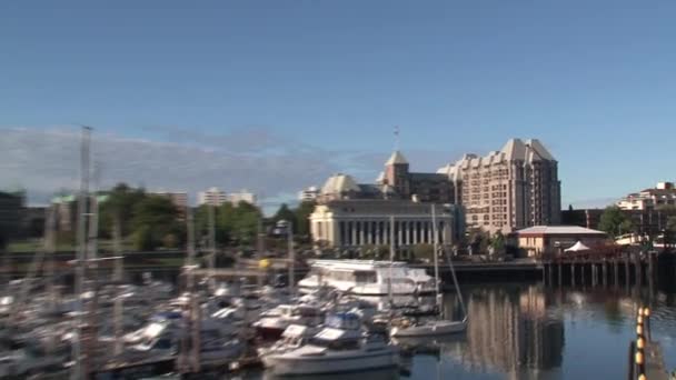 Zoom Out Victoria Harbor British Columbia Canada — стоковое видео