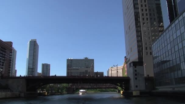 Chicago River Ansicht Von Einer Fähre — Stockvideo