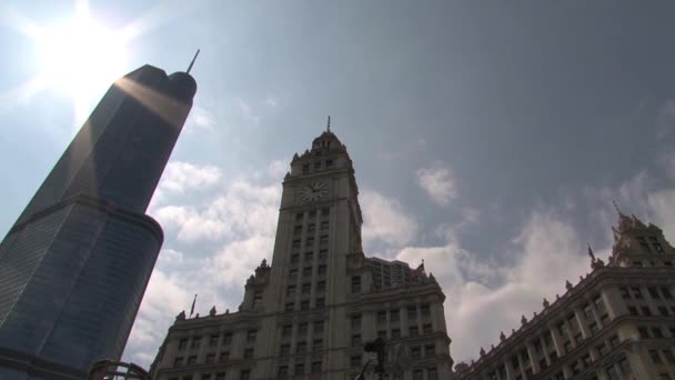 Timelapse Torre Trump Edificio Wrigley — Vídeos de Stock