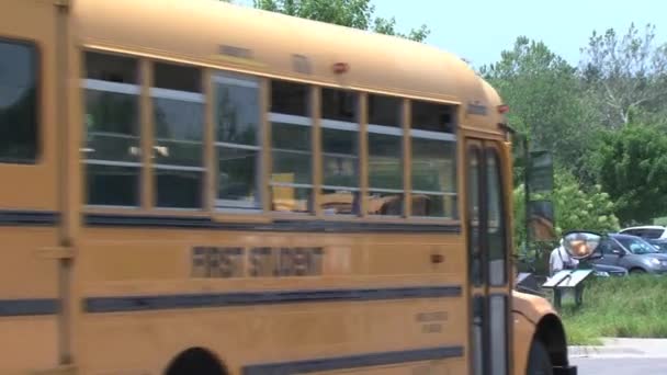 Yellow American Schoolbus Driving Away — Stock Video